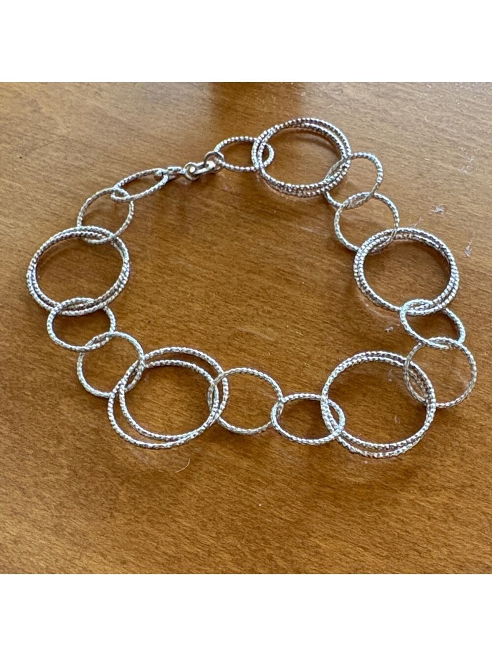 Sterling Silver Multi Link Elegant Sparkly Circle Bracelet